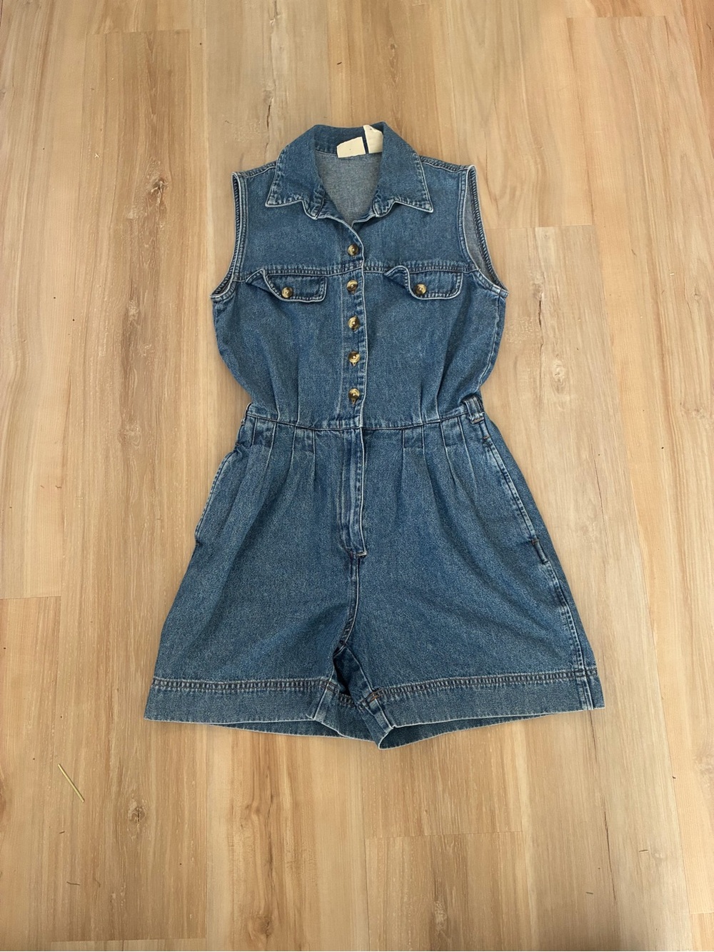 St. John's Bay Sleeveless Denim Romper in Medium Blue